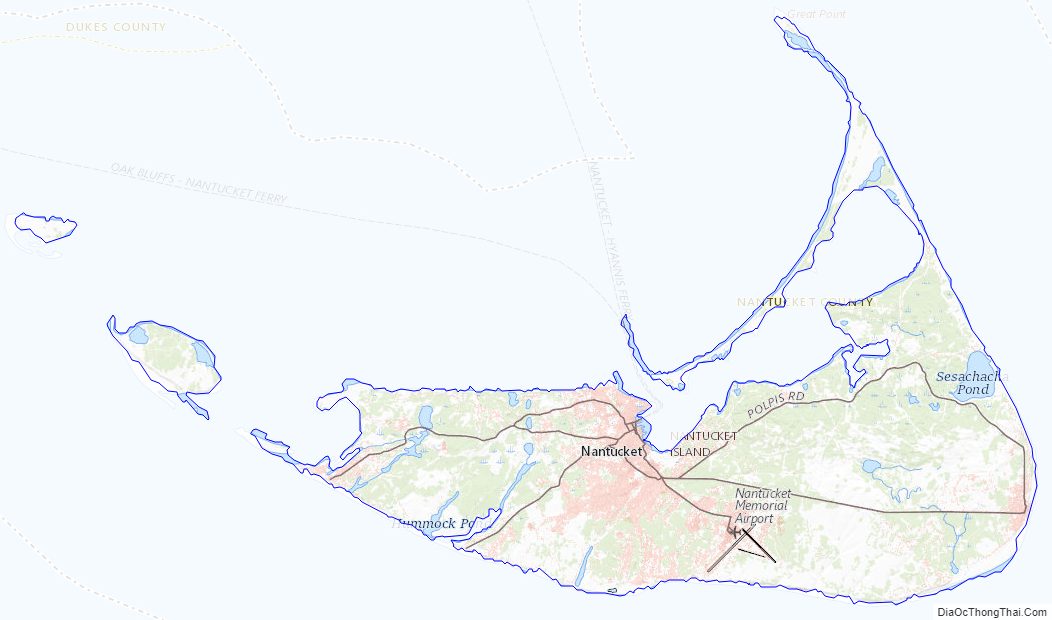 Topographic map of Nantucket County, Massachusetts