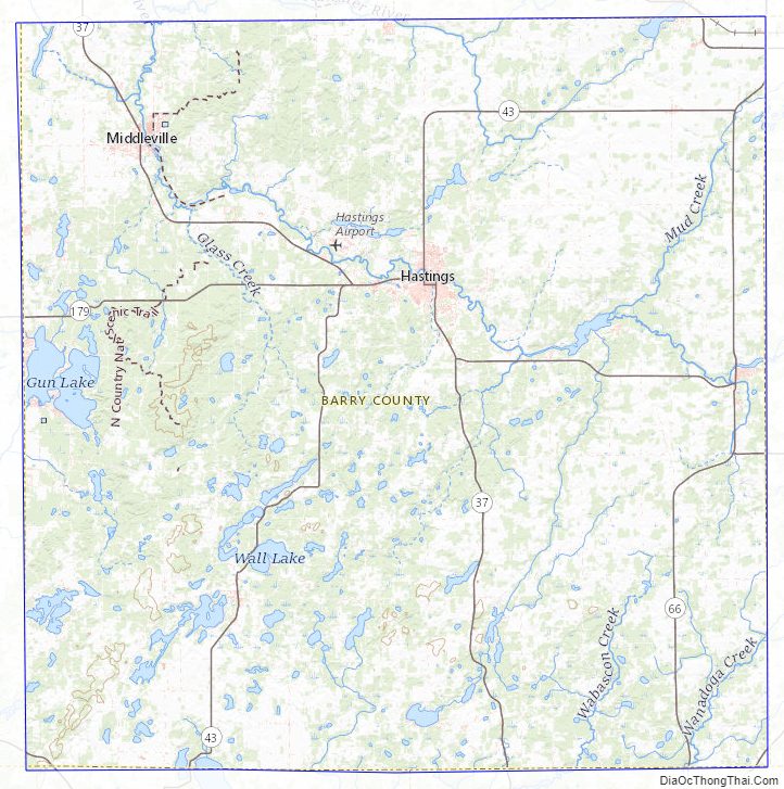 Topographic map of Barry County, Michigan