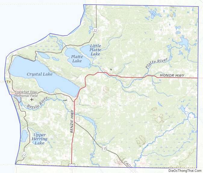 Topographic map of Benzie County, Michigan