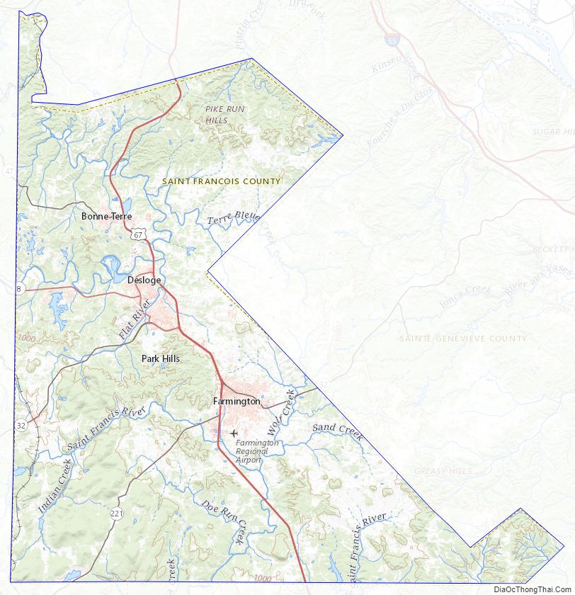 Map of St Francois County Missouri