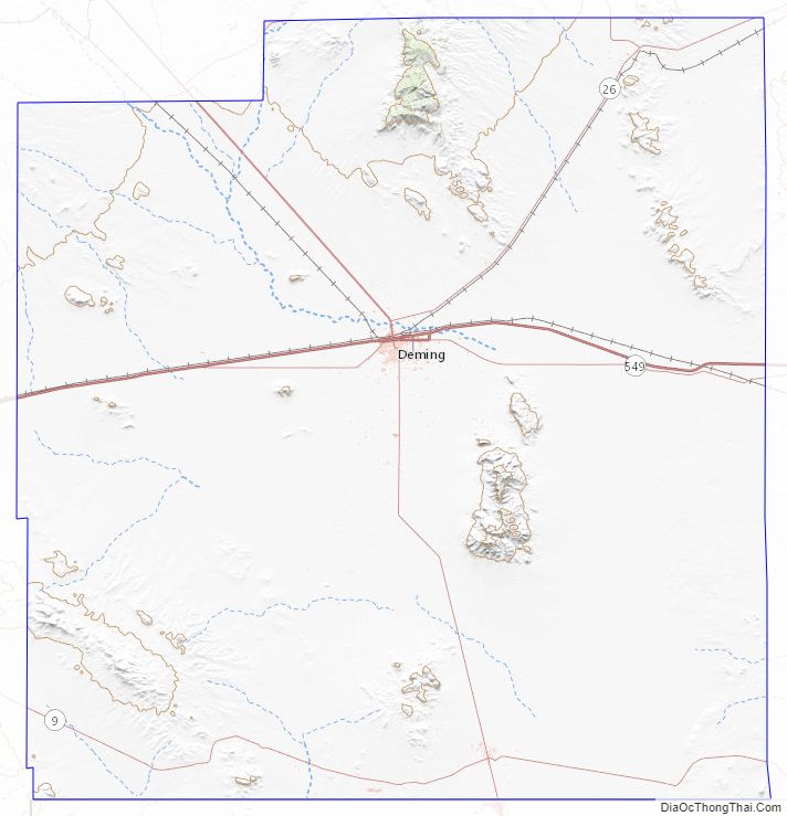 Topographic map of Luna County, New Mexico