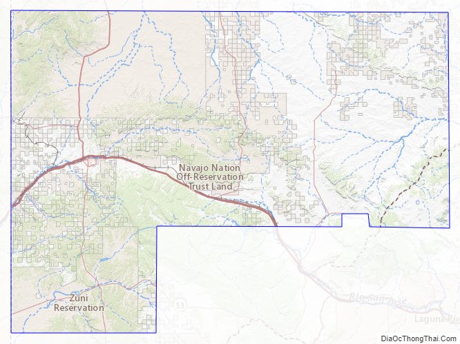 Topographic map of McKinley County, New Mexico