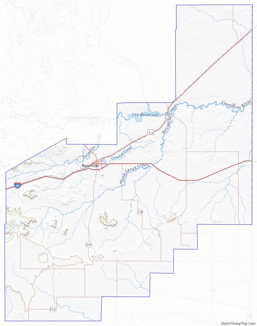 Topographic map of Quay County, New Mexico
