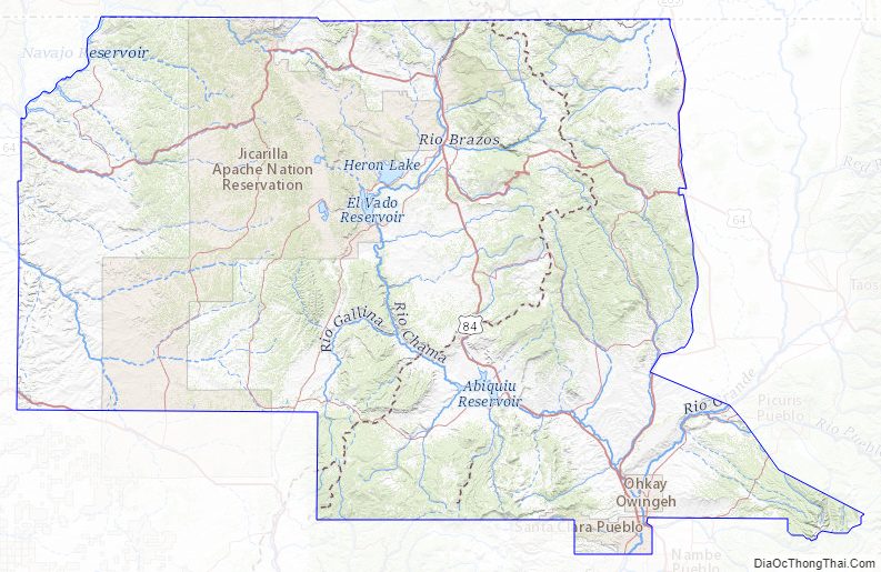 Topographic map of Rio Arriba County, New Mexico