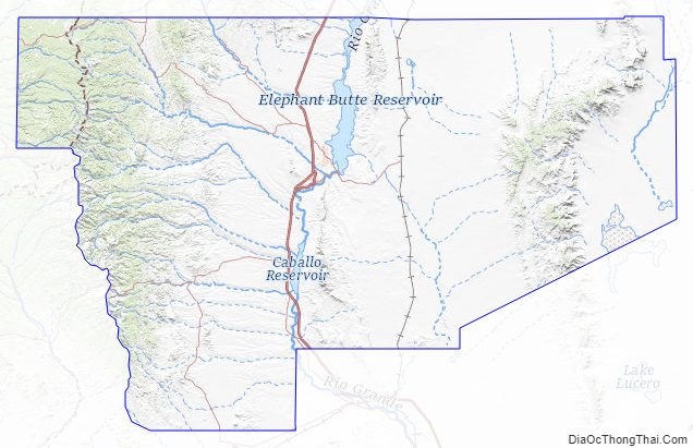 Topographic map of Sierra County, New Mexico