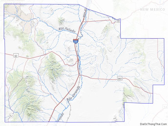 Topographic map of Socorro County, New Mexico