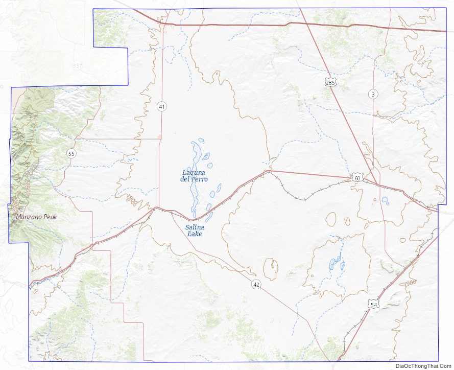 Topographic map of Torrance County, New Mexico