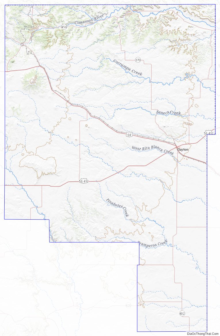 Topographic map of Union County, New Mexico