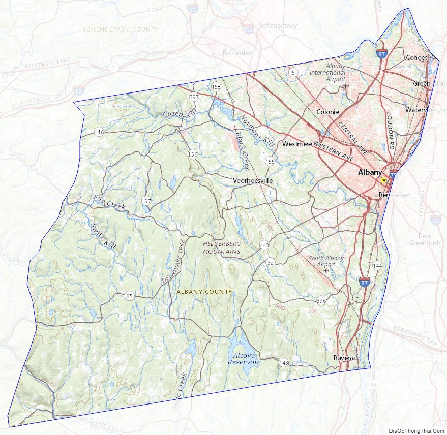 Topographic map of Albany County, New York
