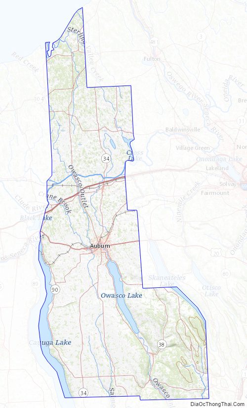 Topographic map of Cayuga County, New York