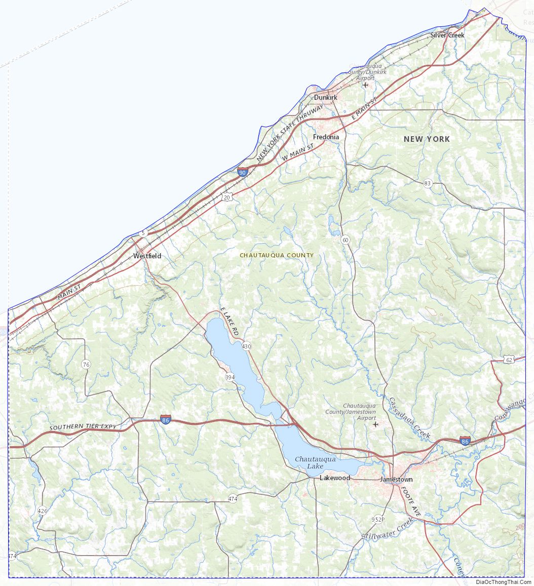 Topographic map of Chautauqua County, New York