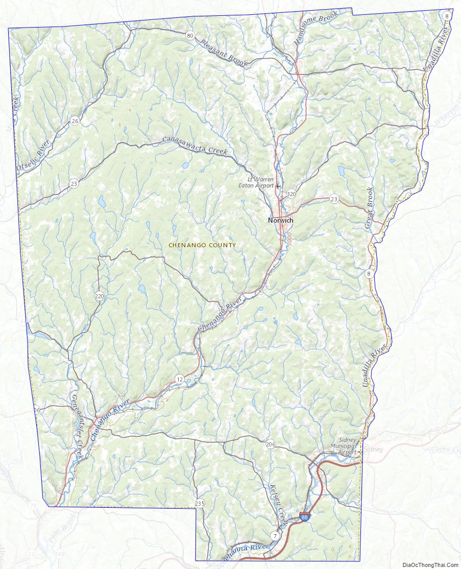 Topographic Map of Chenango County, New York