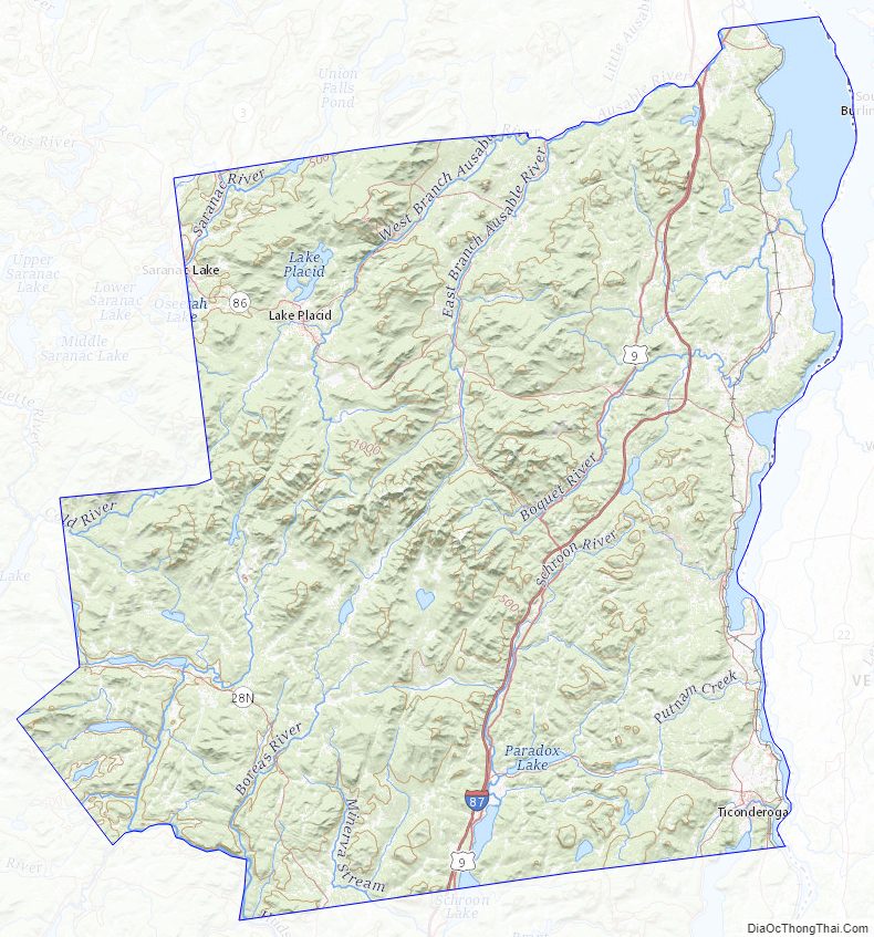 Topographic map of Essex County, New York