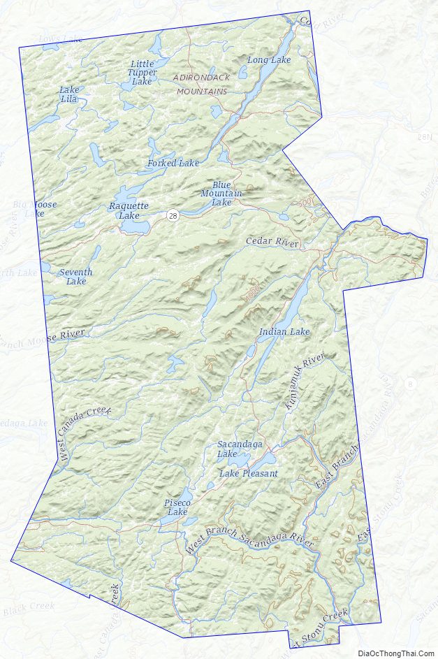 Topographic map of Hamilton County, New York