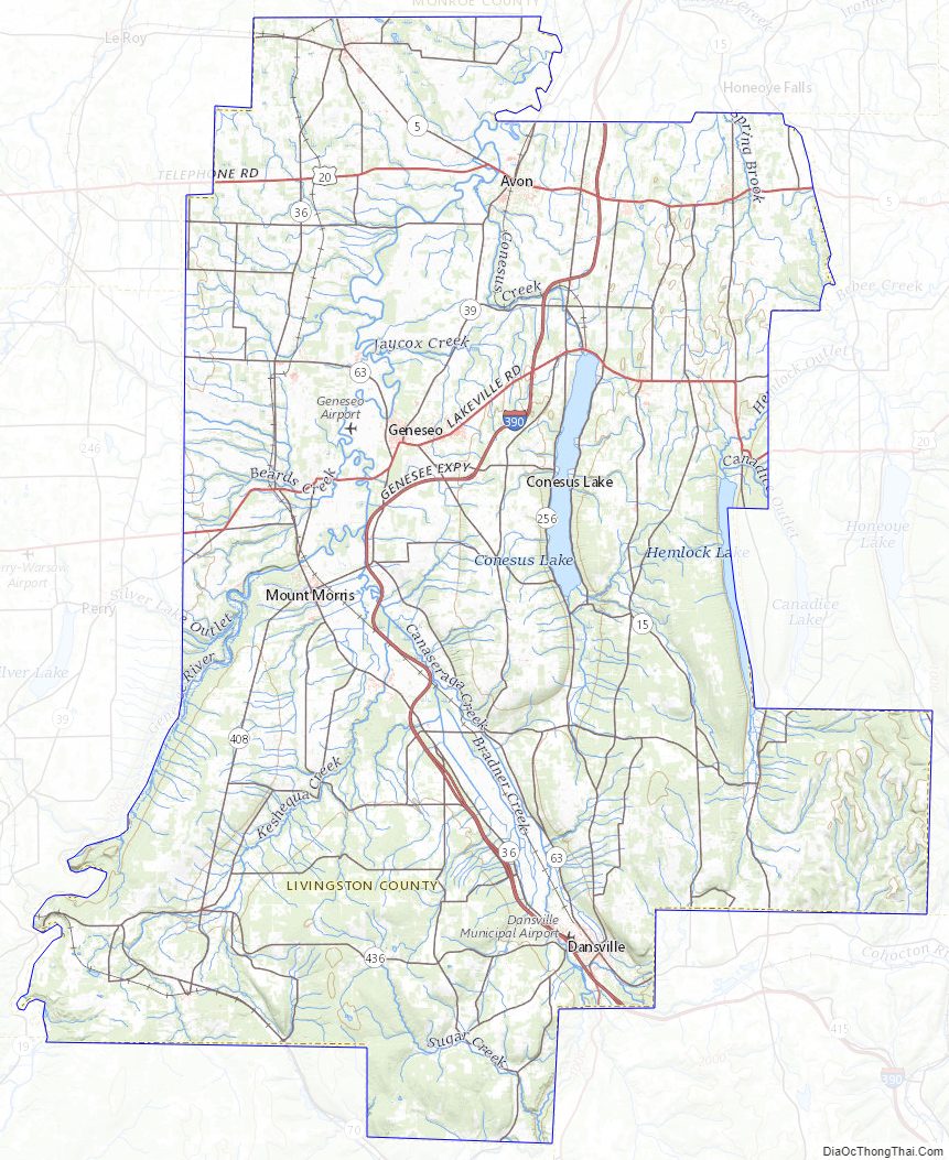 Topographic Map of Livingston County, New York