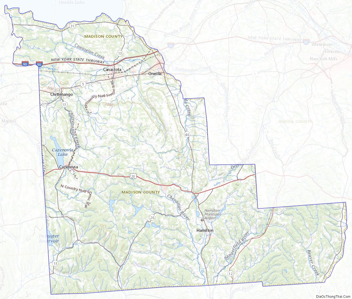 Topographic map of Madison County, New York
