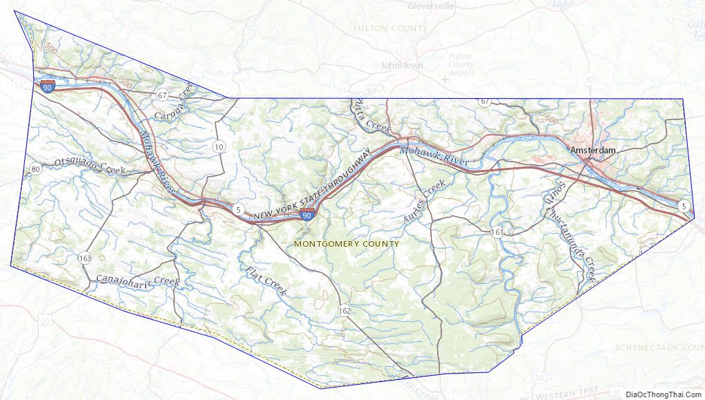 Topographic map of Montgomery County, New York