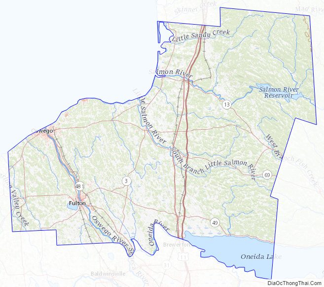 Topographic map of Oswego County, New York