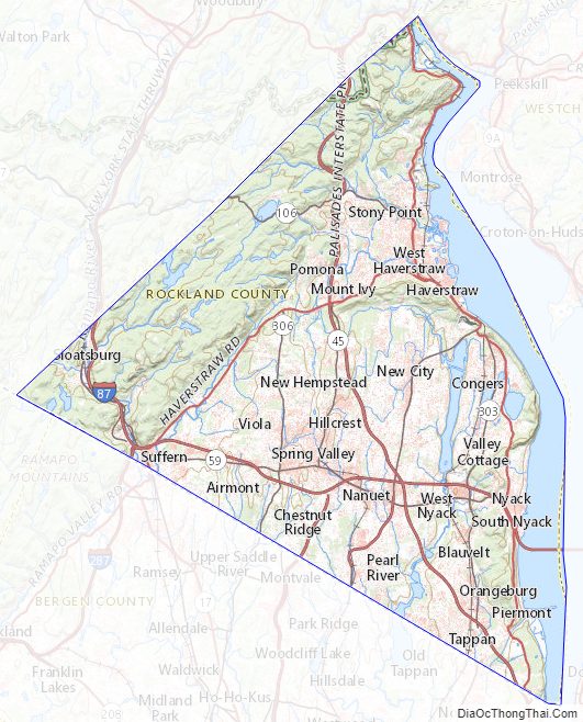Topographic map of Rockland County, New York