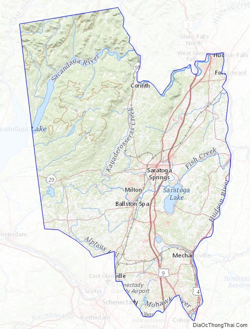 Topographic map of Saratoga County, New York