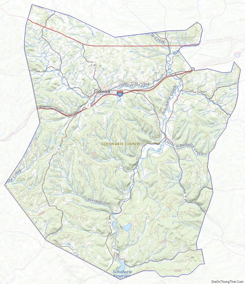 Topographic Map of Schoharie County, New York