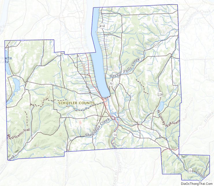 Topographic map of Schuyler County, New York