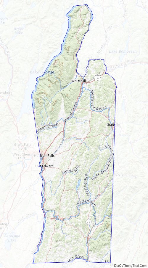Topographic map of Washington County, New York