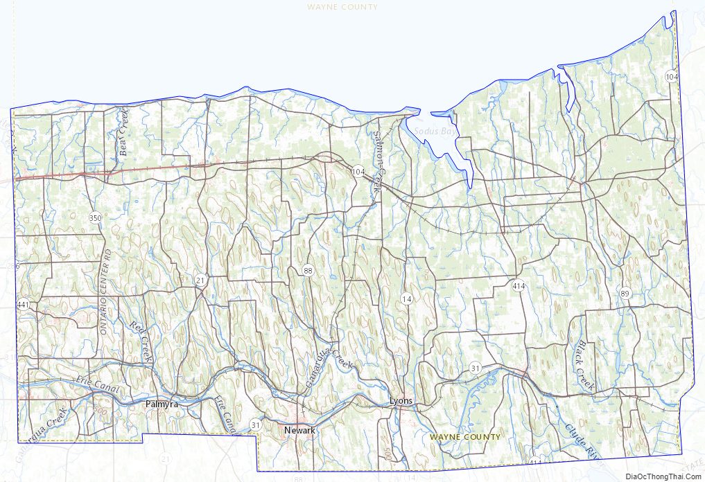 Topographic map of Wayne County, New York