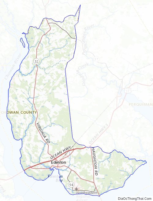 Topographic map of Chowan County, North Carolina