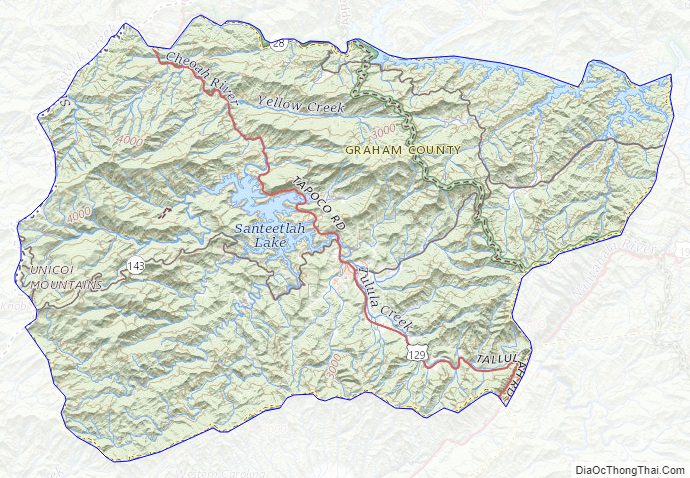 Topographic map of Graham County, North Carolina