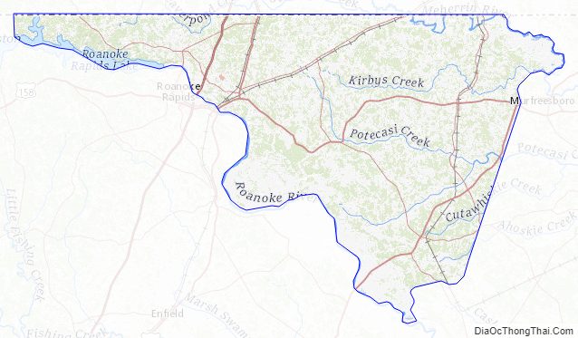 Topographic map of Northampton County, North Carolina