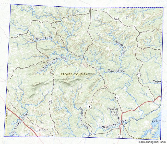 Topographic map of Stokes County, North Carolina