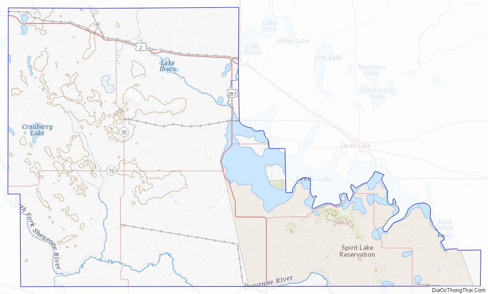 Topographic map of Benson County, North Dakota