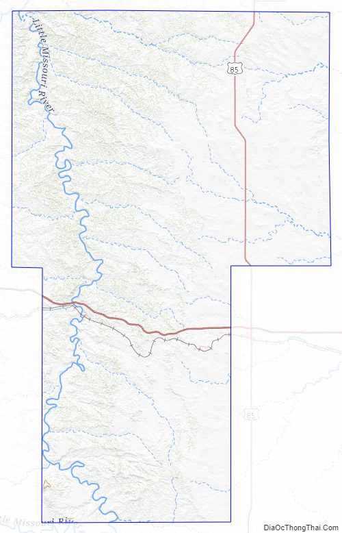 Topographic map of Billings County, North Dakota