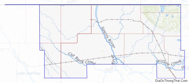 Topographic map of Bottineau County, North Dakota