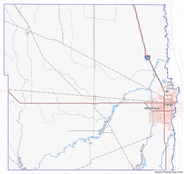 Topographic map of Cass County, North Dakota