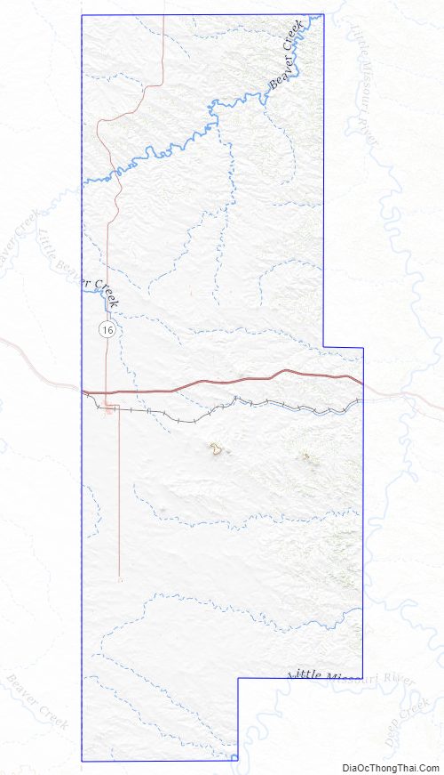 Topographic map of Golden Valley County, North Dakota