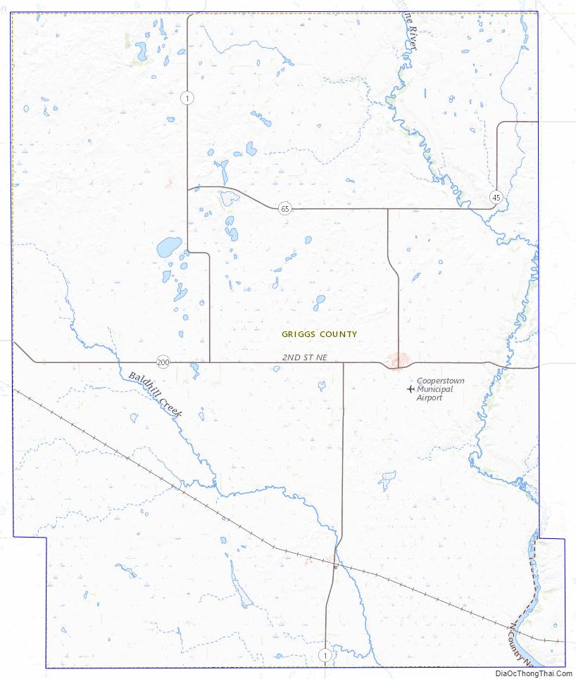 Topographic map of Griggs County, North Dakota