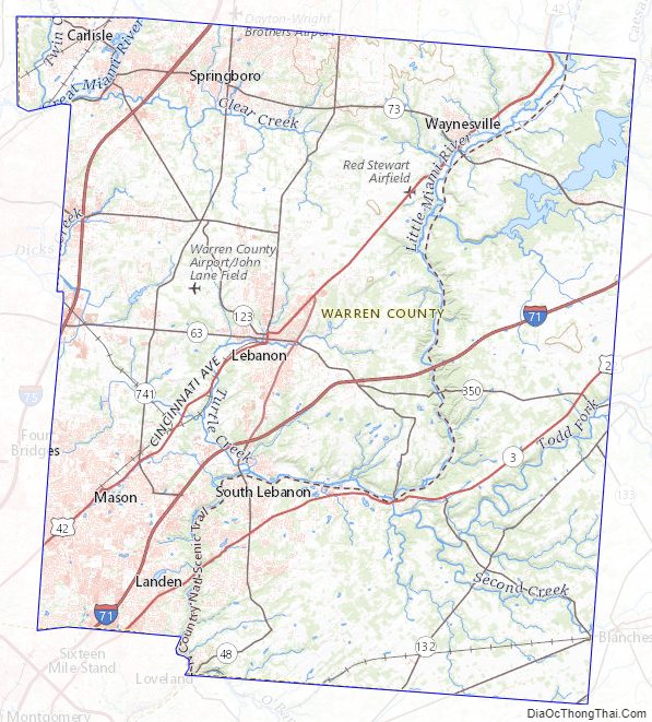 Map of Warren County, Ohio