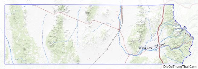 Topographic map of Beaver County, Utah