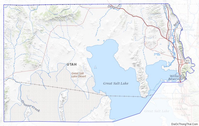 Topographic map of Box Elder County, Utah