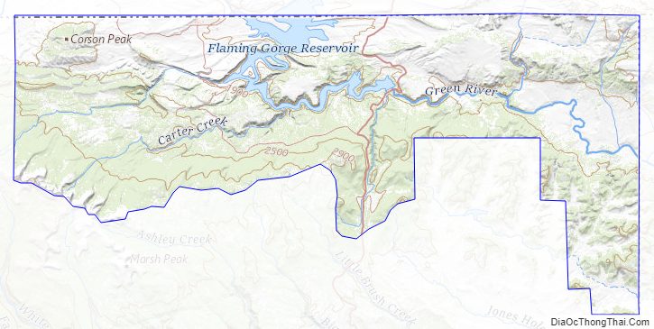 Topographic map of Daggett County, Utah