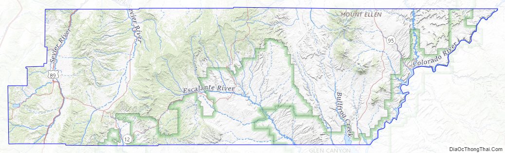Topographic map of Garfield County, Utah