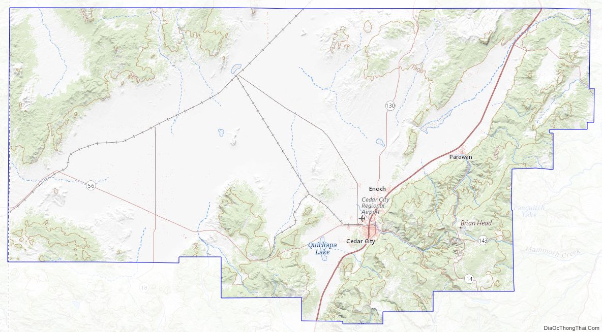 Topographic map of Iron County, Utah