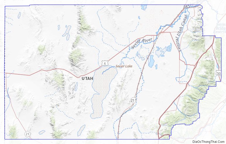 Topographic map of Millard County, Utah
