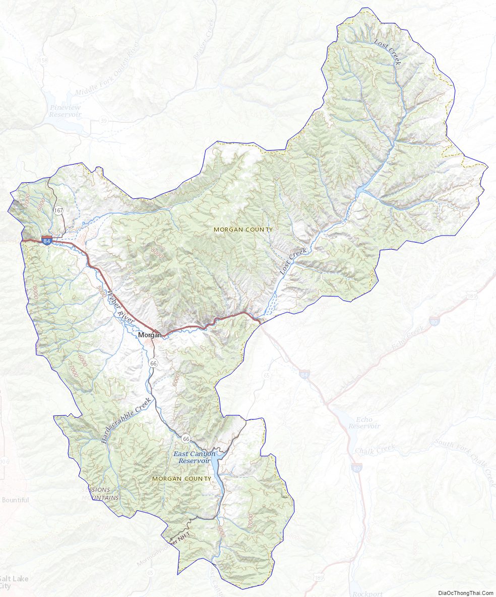 Topographic map of Morgan County, Utah