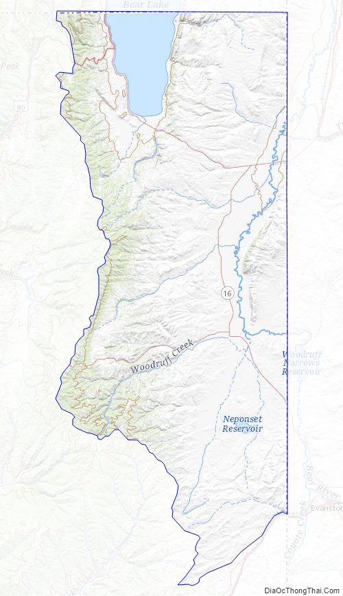 Topographic map of Rich County, Utah