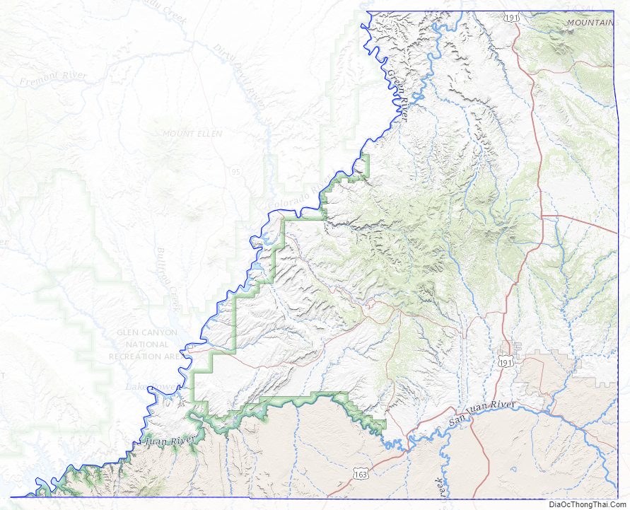 Topographic map of San Juan County, Utah