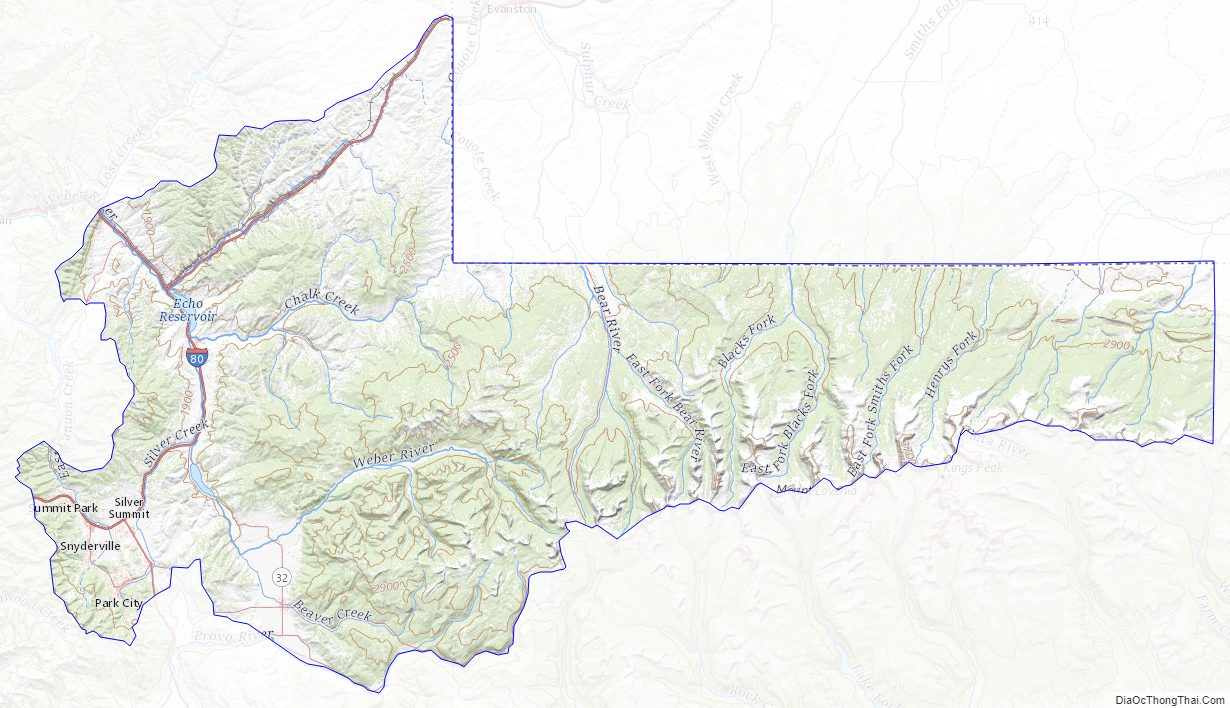 Topographic map of Summit County, Utah