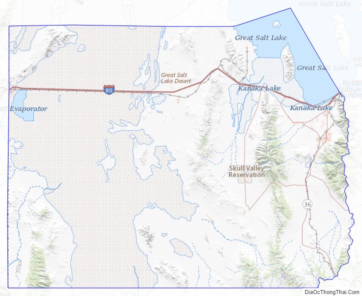 Topographic map of Tooele County, Utah